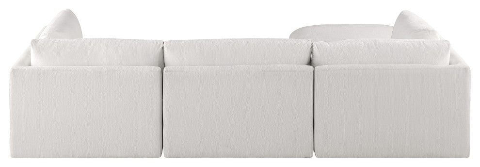 Ease Fabric Upholstered L-Shaped Modular Sectional, Cream, 3 Piece: 2 Corner, 1 Armless, 1 Ottoman