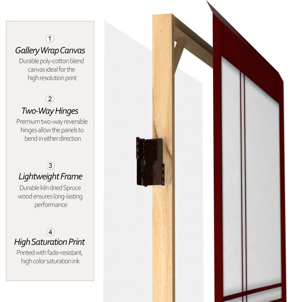 6' Tall Canvas Double Cross Room Divider, Rosewood, 6 Panels
