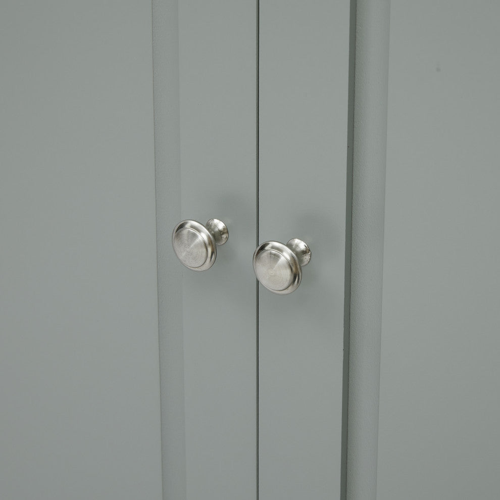 GDF Studio 24"W Bathroom Storage Cabinet with Two Drawers, Adjustable Shelves, Grey