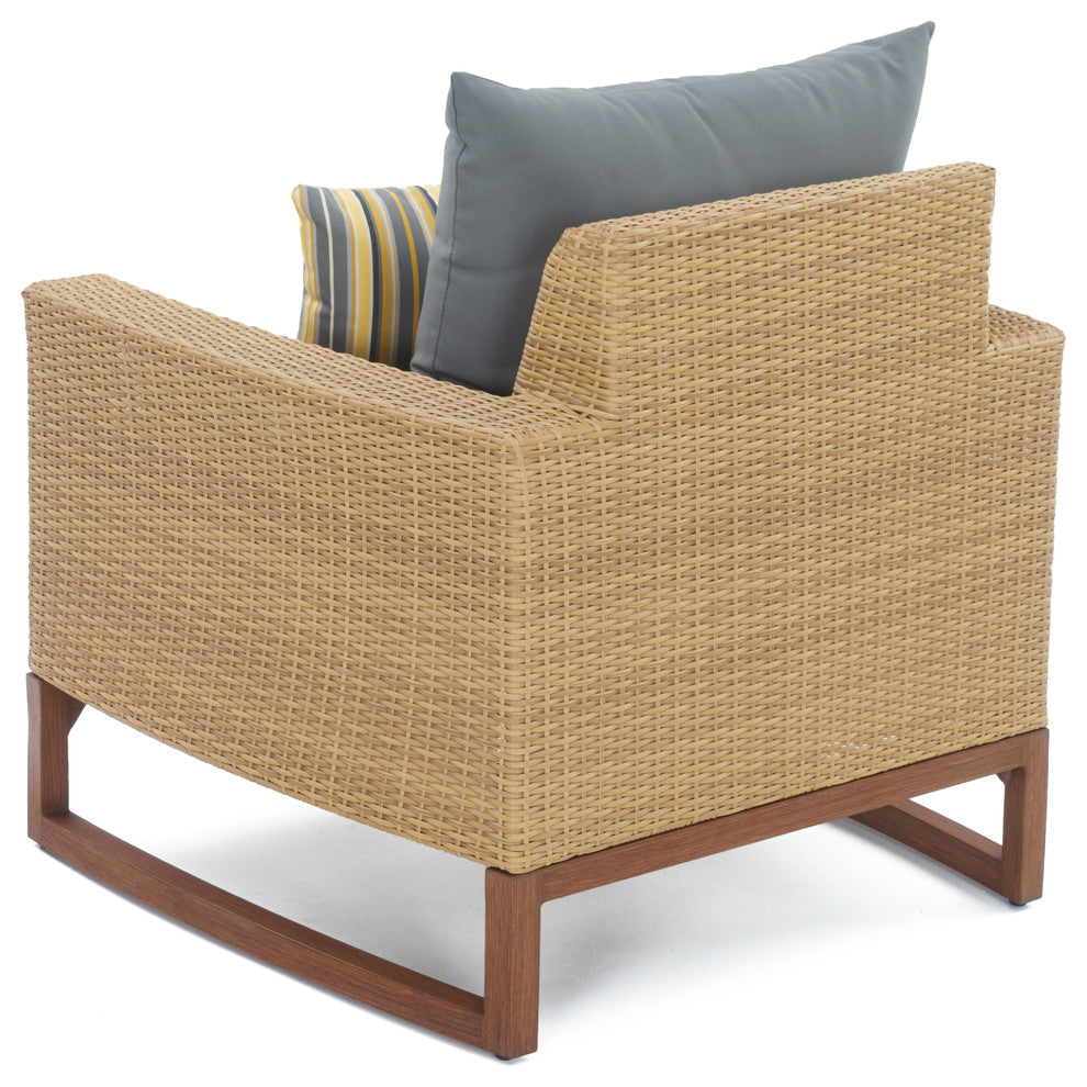 Milea 5 Piece Sunbrella Outdoor Patio Club Chair and Ottoman Set, Charcoal Gray