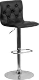 Estella Abby Mid-Back Tufted Black Vinyl Adjustable Barstool, Swivel