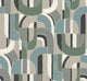 Dark Blue & Green Sculptural Garden Wallpaper