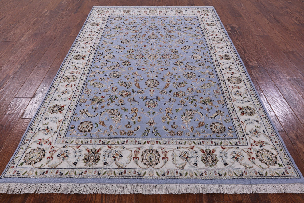 5' 1" X 8' 0" Wool & Silk Handmade Persian Nain Rug - Q14760