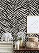 Zebra Print Peel and Stick Vinyl Wallpaper, Black, 24"w X 108"h