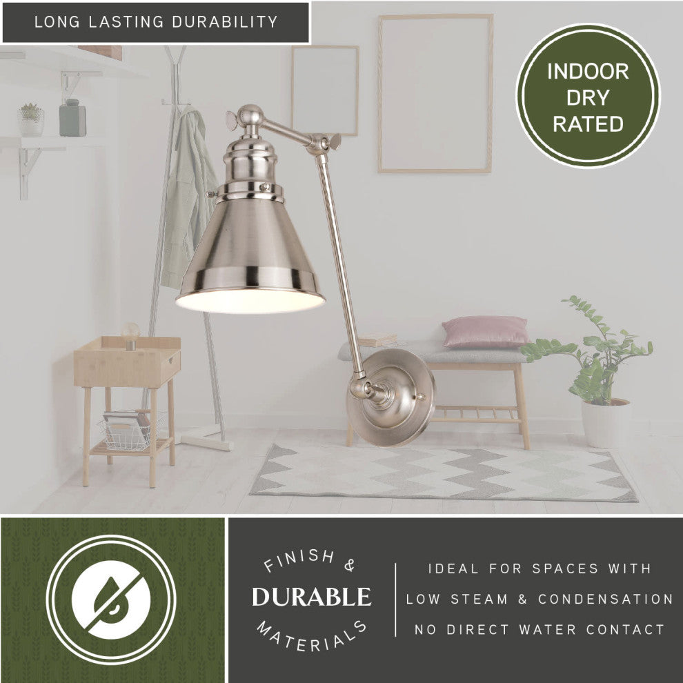 Alexis 6" Adjustable Wall Light Satin Nickel and Matte White