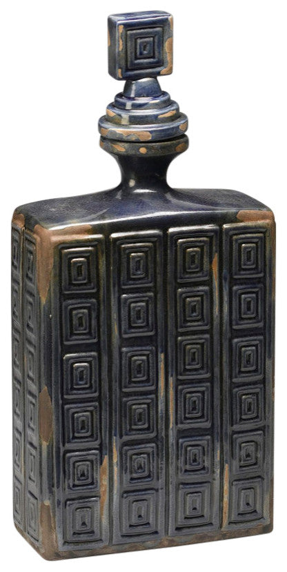 19" Ceramic Decorative Bottle, Blue