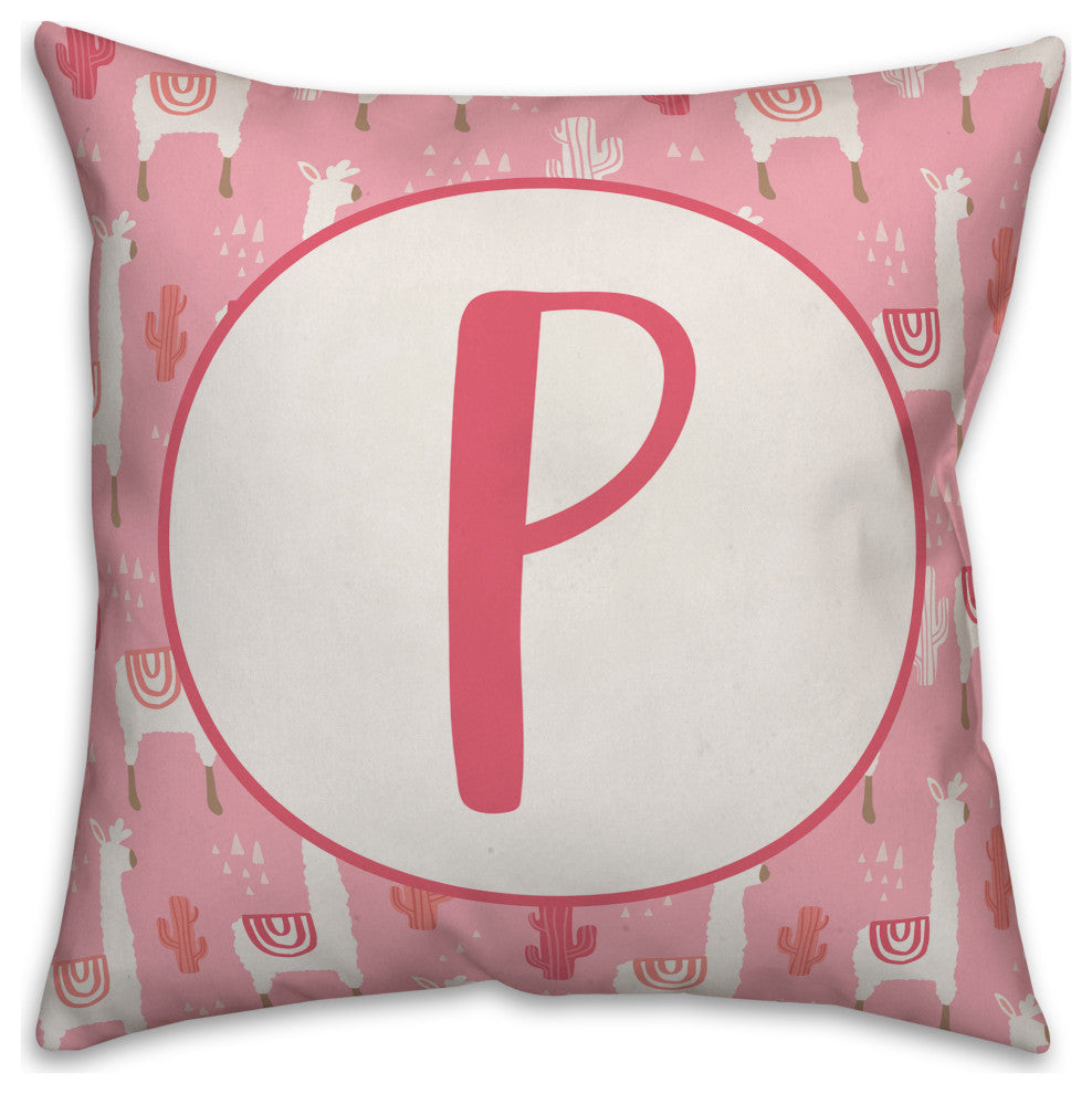 Monogram Lllama Pattern - P 16x16 Spun Poly Pillow