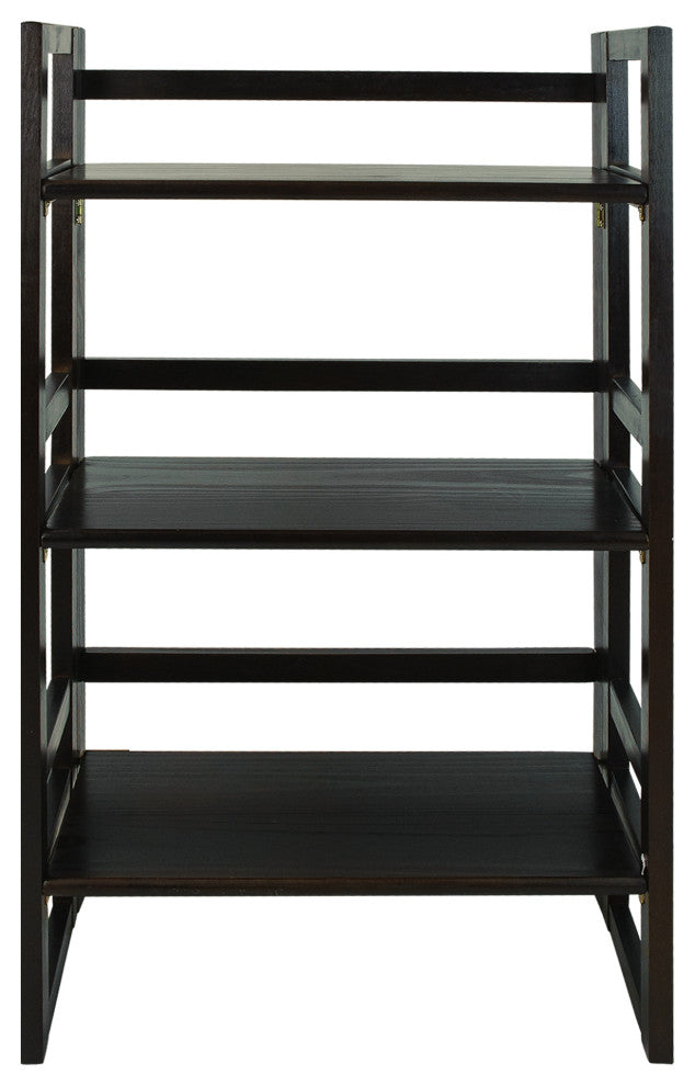 3 Shelf Folding Bookcase, Espresso, Small, 3 Shelf