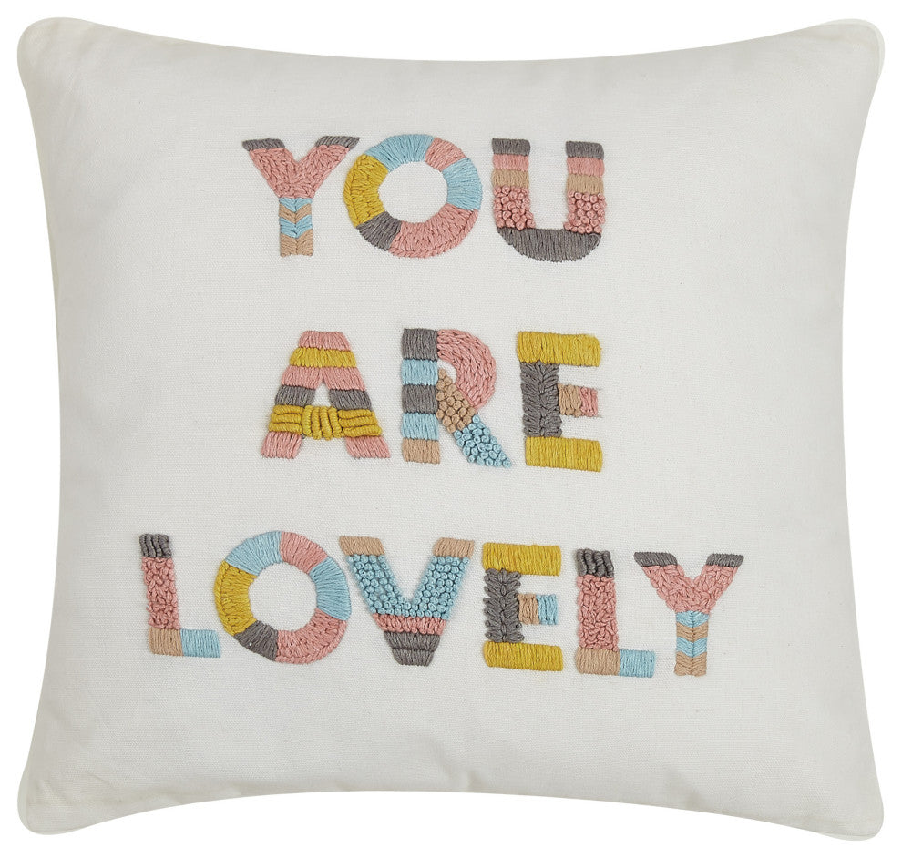 You Are Lovely Embroidered Pillow