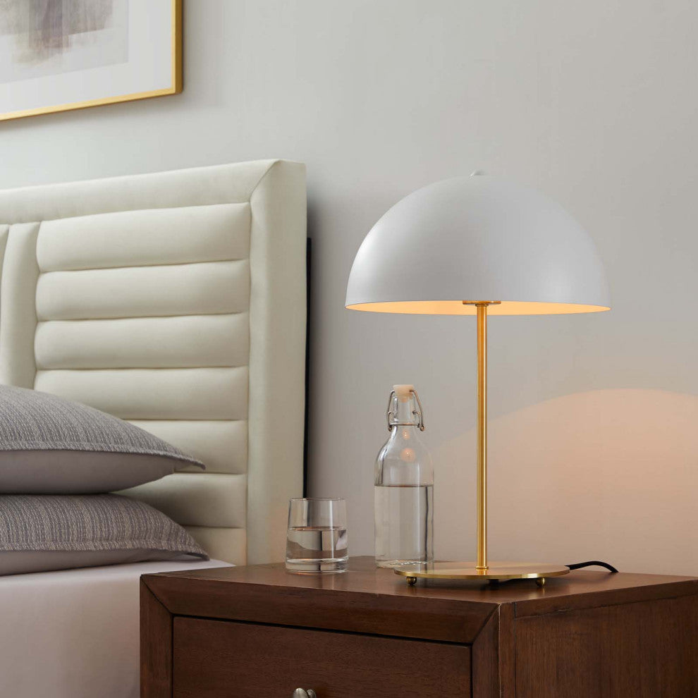 Ideal Metal Table Lamp, White Satin Brass