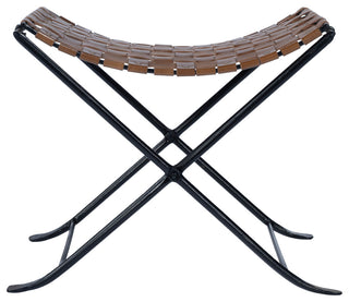 Karma Brown Woven Leather Stool