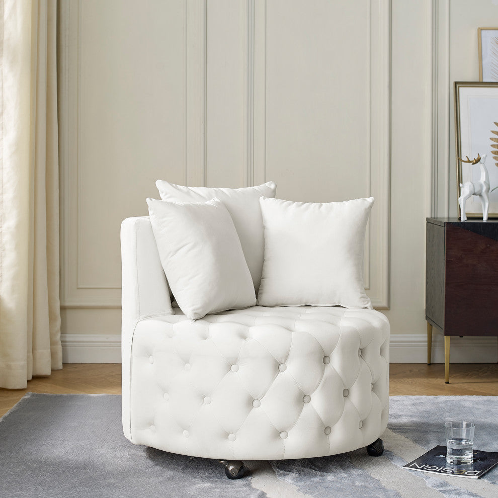 Gewnee Velvet Upholstered Swivel Chair