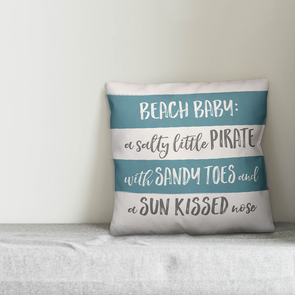 Beach Baby Blue Stripes 16x16 Spun Poly Pillow