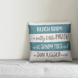 Beach Baby Blue Stripes 16x16 Spun Poly Pillow