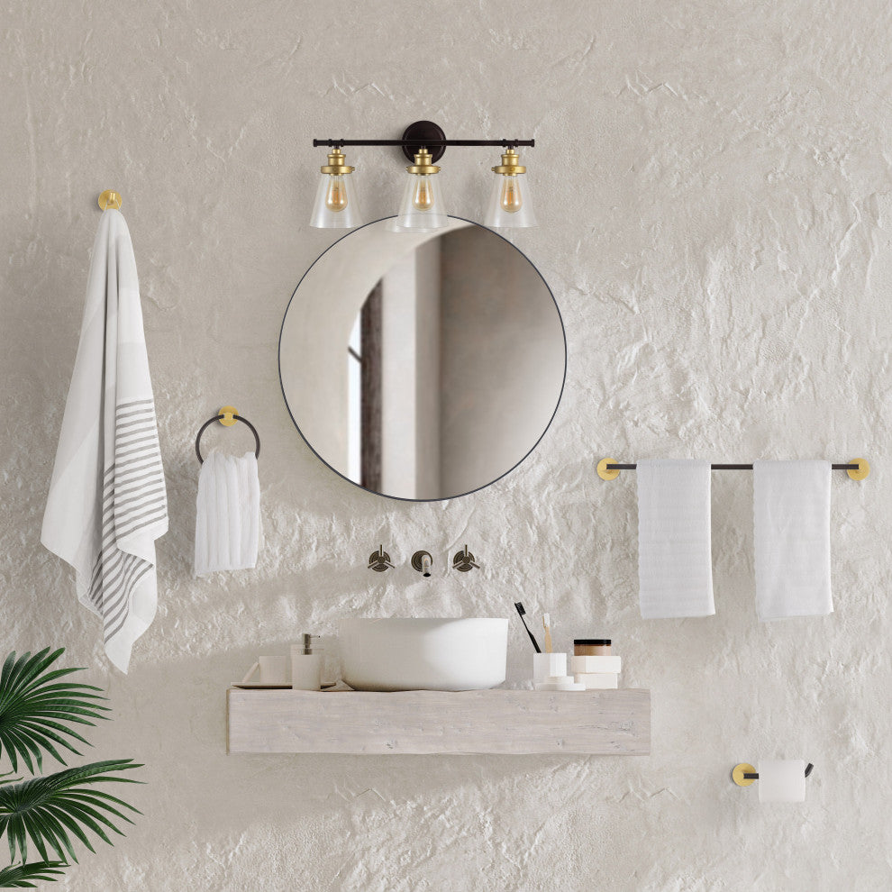 3-Light Traditional Vanity Light, Bathroom Hardware Accessory Set, 5-Piece