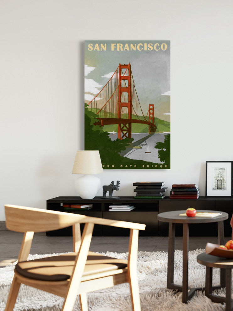 "Golden Gate Bridge, San Francisco" Painting Print on Wrapped Canvas, 16x24