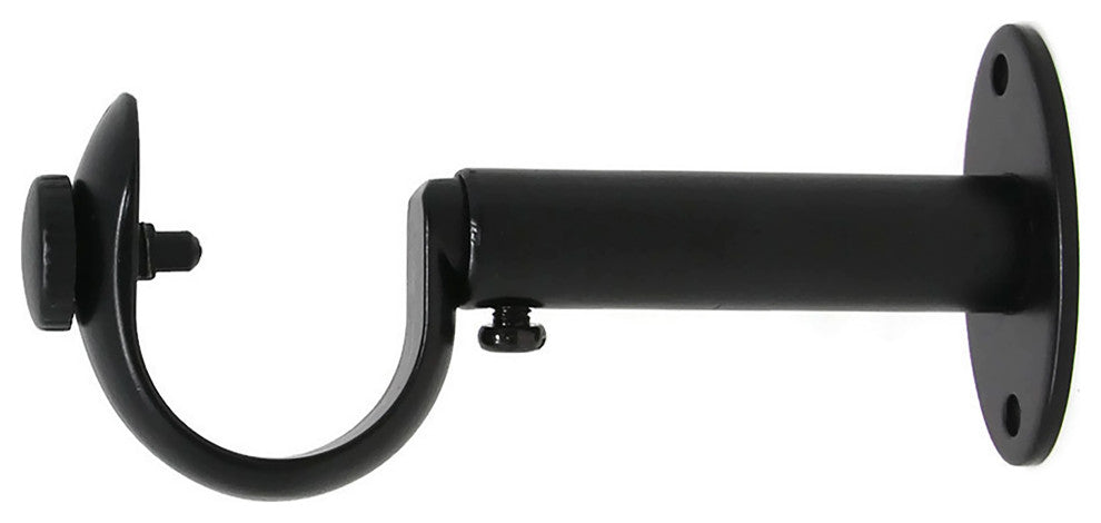 Adjustable Curtain Rod Bracket, 1 1/8"-1 1/4", Black, Single