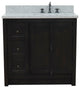 37" Vanity, Brown Ash With Gray Granite Top, Right Doors/Right Rectangle Sink