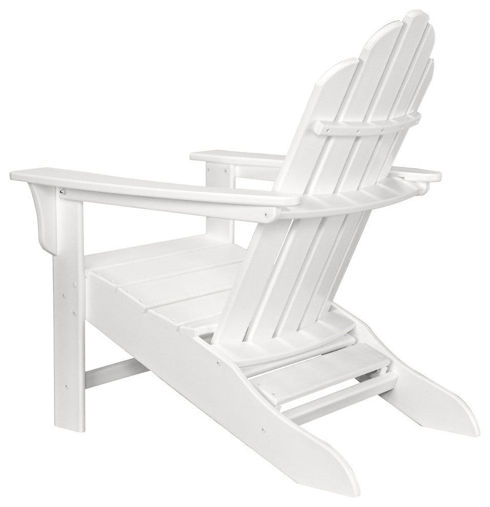 All-Weather Contoured Adirondack Chair, Hideaway Ottoman- White