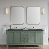 Chicago 72" Double Vanity, Smokey Celadon, Charcoal Soapstone Quartz