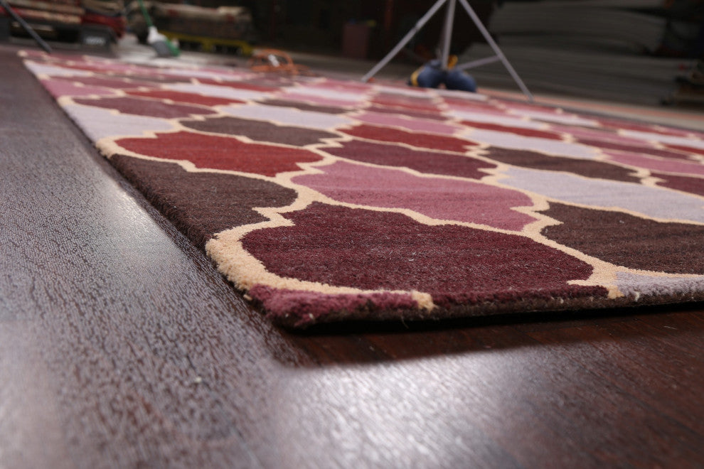 Contemporary Trellis Oriental Area Rug Hand-tufted Wool Carpet 8x11