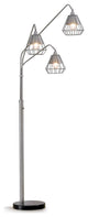 Midtown Wire Shade 3-Light Arch Floor Lamp, Brushed Metal