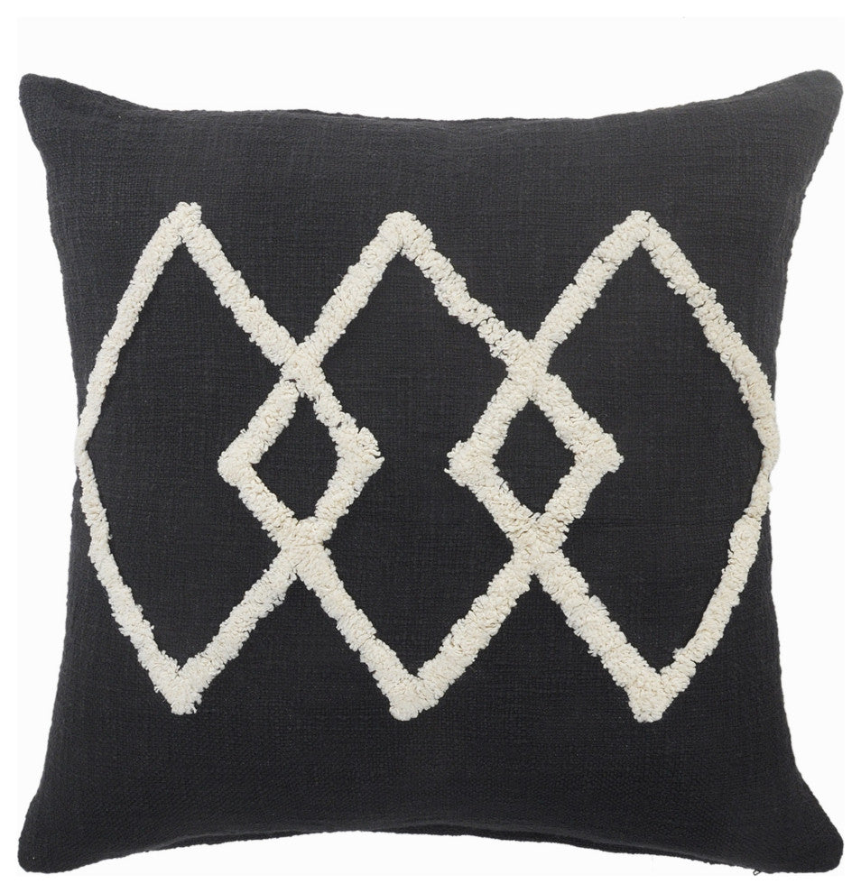 White Tufted Diamond Throw Pillow