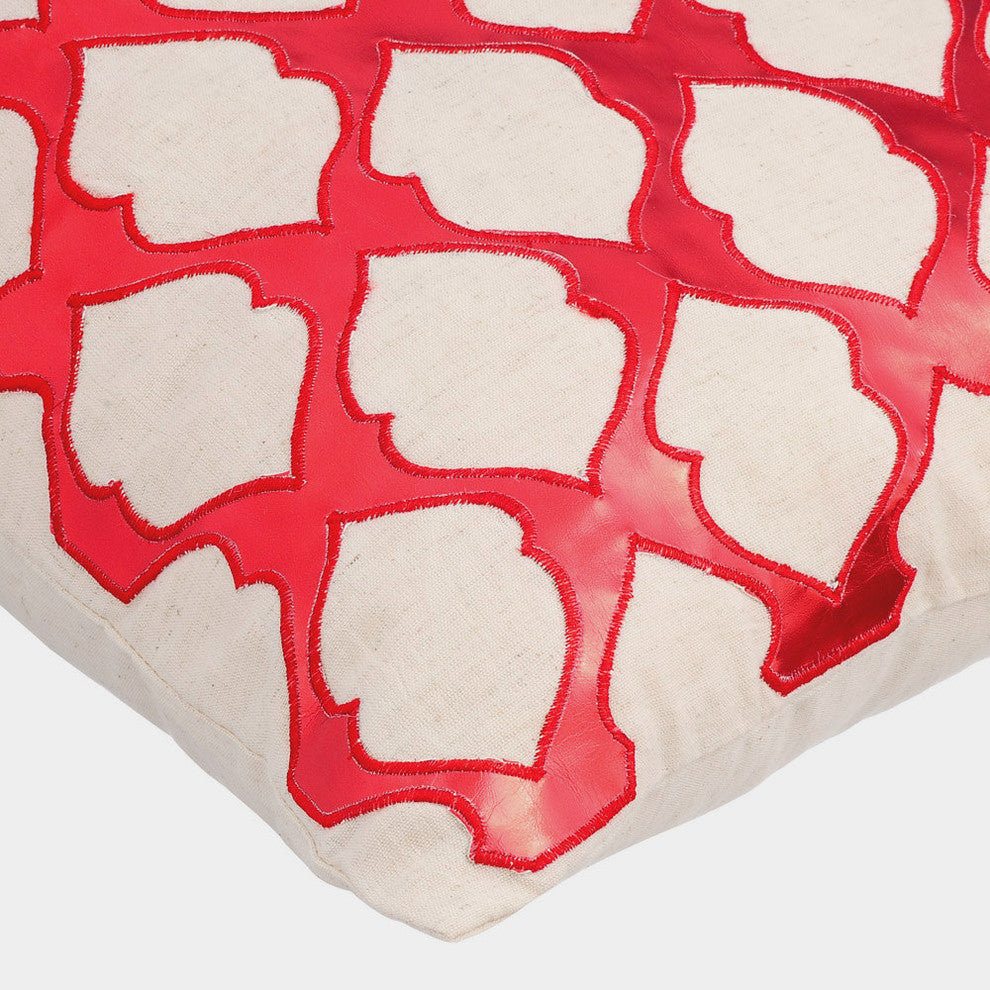 Red Decorative Pillow Shams 24"x24" Faux Leather, All Time Red