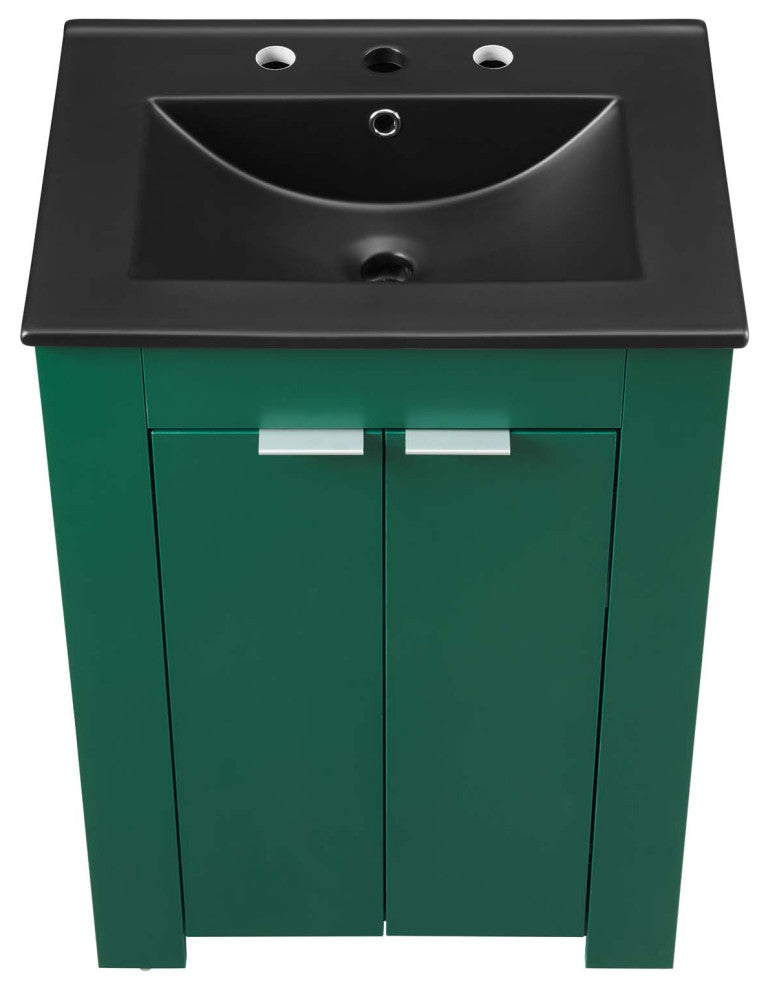 Sink Vanity Cabinet, Melamine, Green Black, Modern, Hotel Bedroom Bathroom