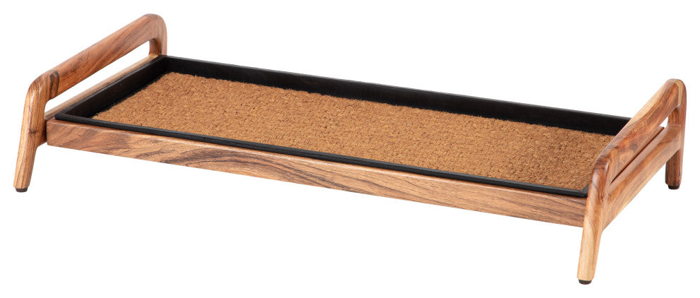 Single-Tier Natural Stand With 3-Pair Rubber Boot Tray Smoked Oak