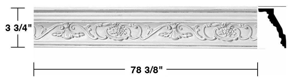 Ornate Cornice White Urethane Vineyard Design 8 Pieces Totaling 627" Length