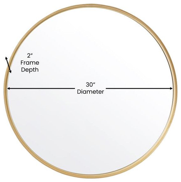 Jennifer Metal Framed Wall Mirror, Gold, 30"