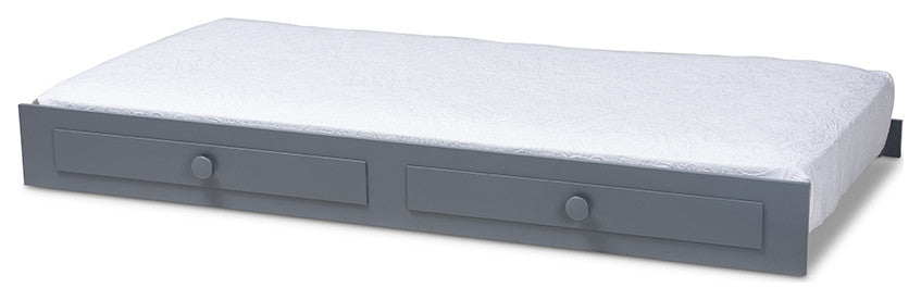 Baxton Studio Cintia Cottage Farmhouse Grayed Wood Twin Size Trundle