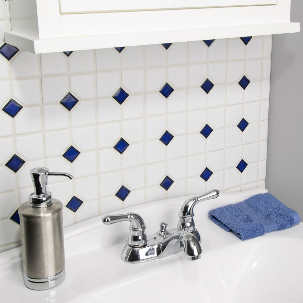 Oxford Matte White w/ Cobalt Dot Porcelain Floor and Wall Tile