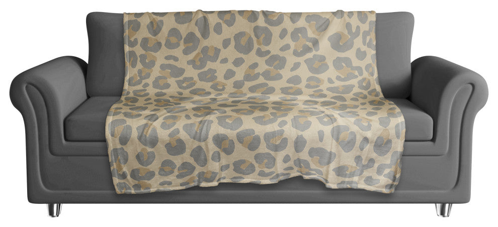 Neutral Gray Leopard 50x60 Coral Fleece Blanket