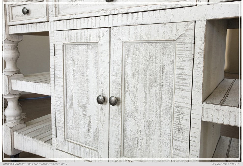 Greenview Rustic Farmhouse Kitchen Island, Solid Wood