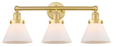 Edison Large Cone 3-Light 26" Vanity Light, Satin Gold Finish, Matte White Shade