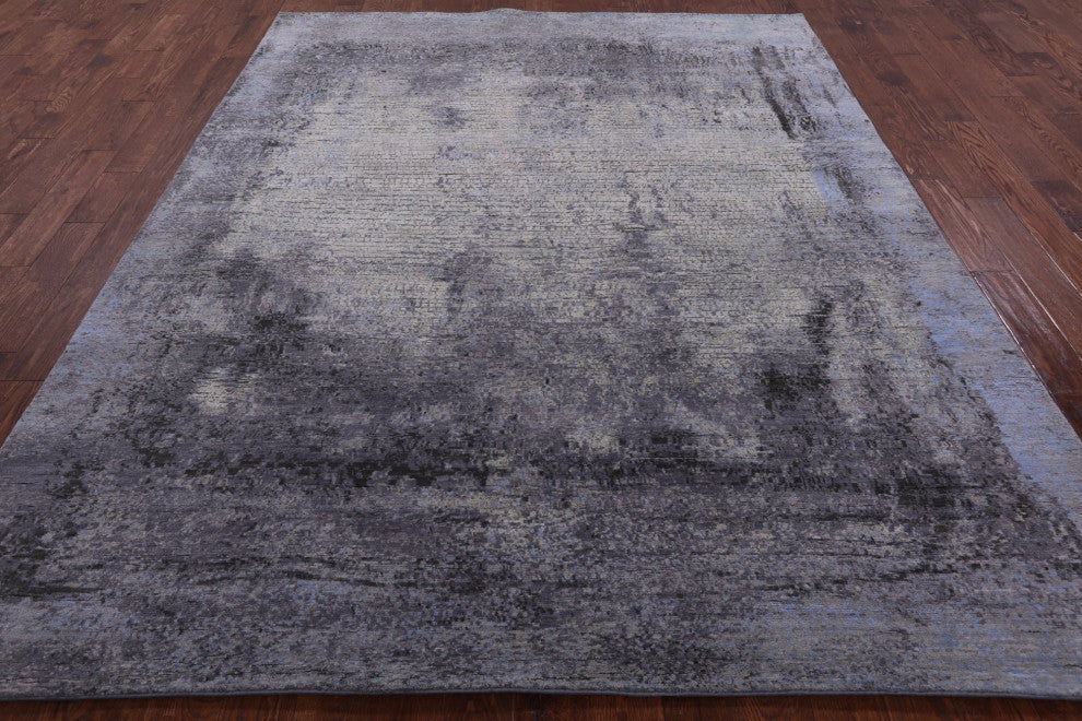 7' 11" X 9' 11" Handmade Wool and Silk Abstract Rug Q7040