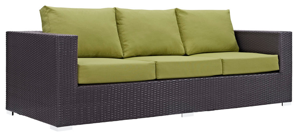 Modway Convene 9 Piece Outdoor Patio Sofa Set, Espresso Peridot