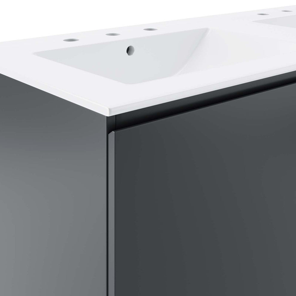 Bryn 48" Wall-Mount Double Sink Bathroom Vanity, Gray White