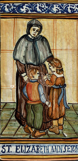 St. Elizabeth Ann Seton Italian Ceramic Tile, Made in Castelli, Italy
