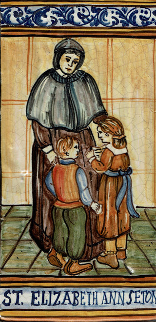 St. Elizabeth Ann Seton Italian Ceramic Tile, Made in Castelli, Italy