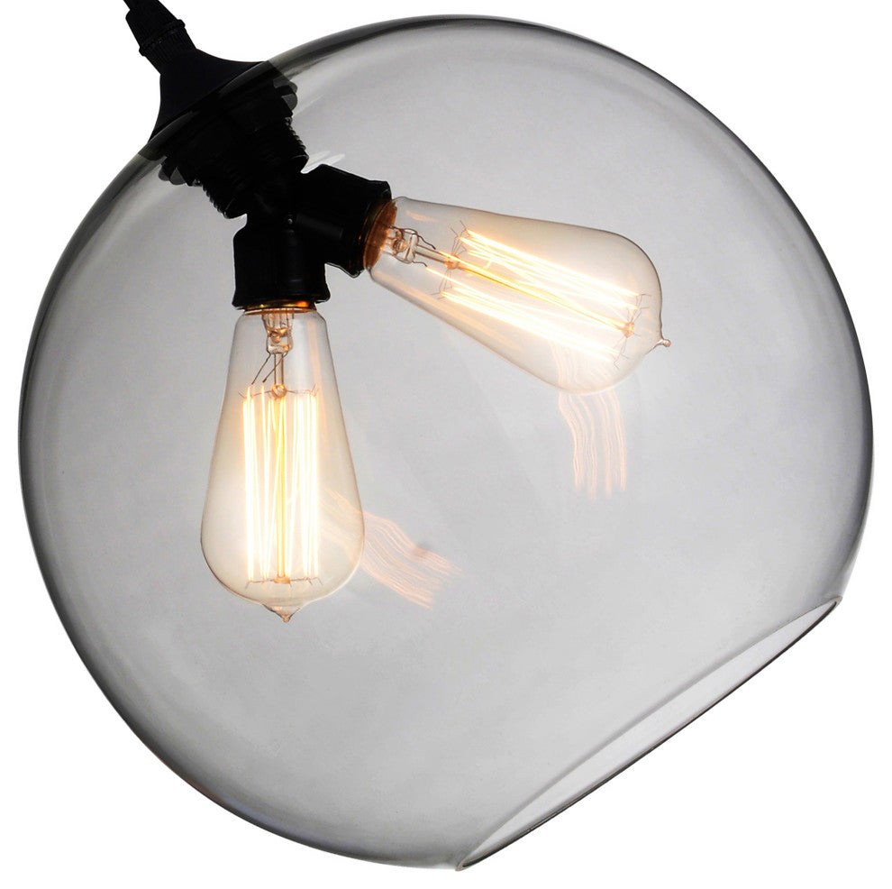 Glass 2 Light Down Mini Pendant, Smoke