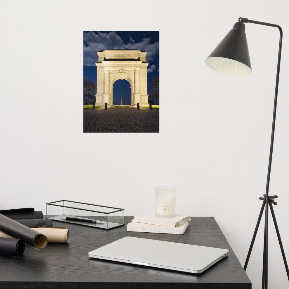 Night Photo at Valley Forge Arch Night Photo Unframed Wall Art Print, 12" X 16"