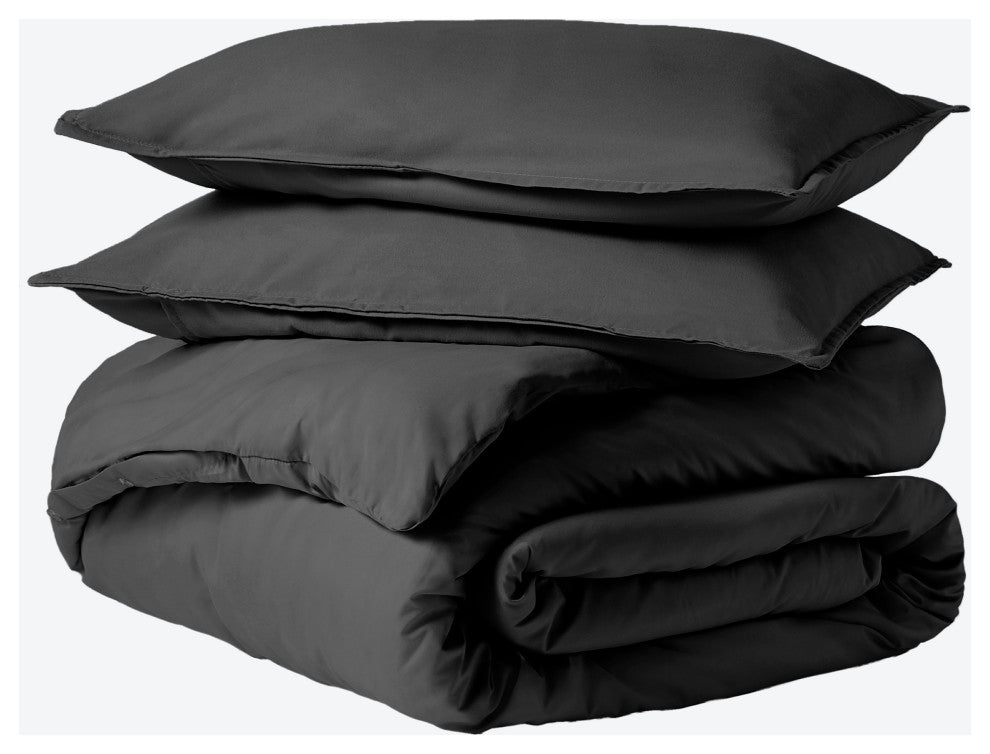 Bare Home Microfiber Duvet Cover & Sham Set, Black, King