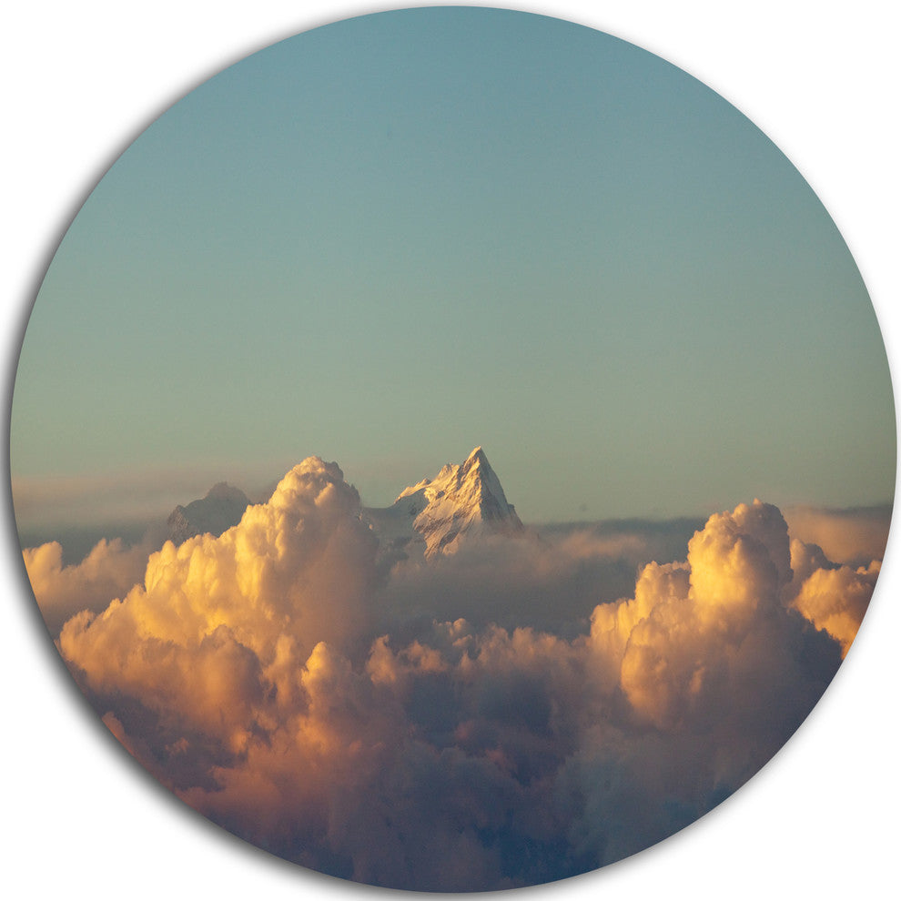 Orange Clouds Colorful Sunset In Sky, Disc Metal Artwork Landscape, 36"