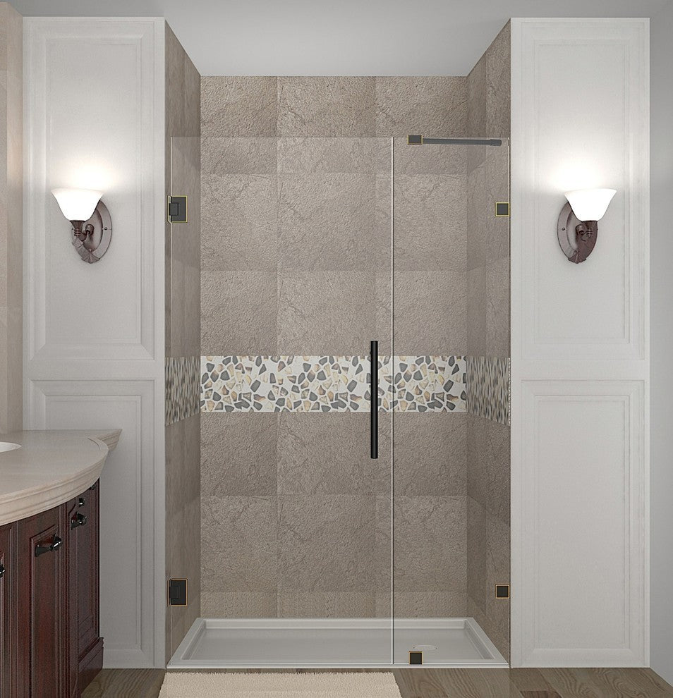Nautis Completely Frameless Hinged Shower Door, Oil Rubbed Bronze, 42"x72"