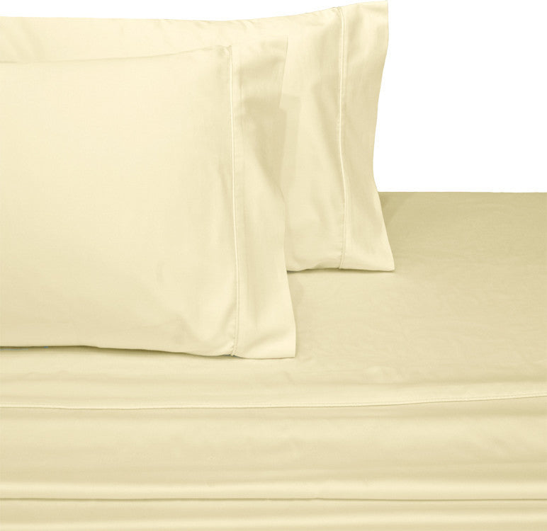 100% Cotton Sateen Sheet Set, 1000 TC Solid, Ivory, California King