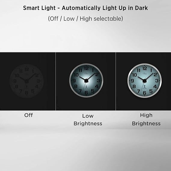 Atomic Wall Clock with Night Light - Silent Lighted up Wall Clock