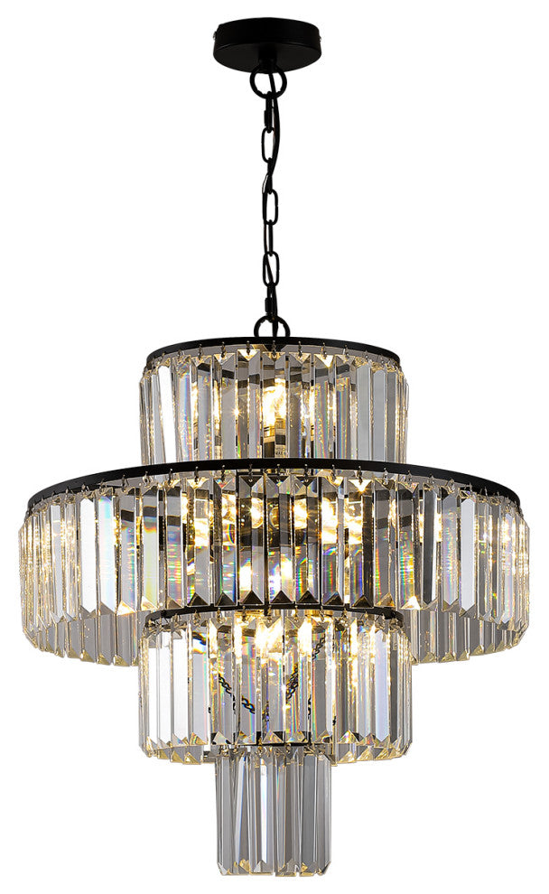 12 Light Black Luxury Crystal Chandelier
